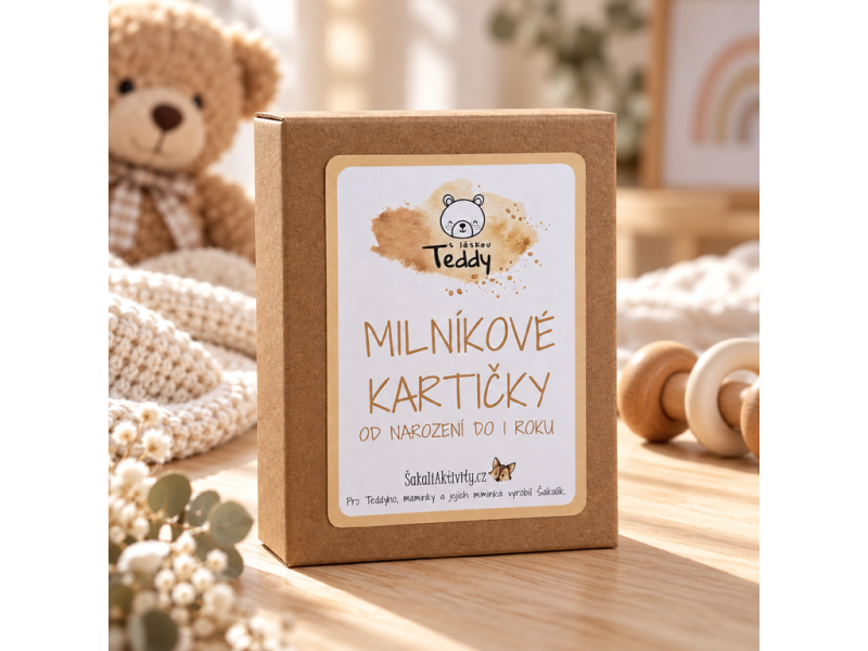 Dárkové balení milníkových kartiček Teddy v krabičce
