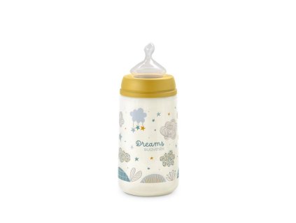 SUAVINEX | Kojenecká láhev Dreams anatomická M silikon 270 ml - žlutá
