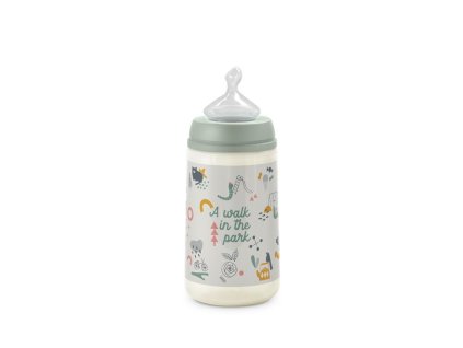 SUAVINEX | Kojenecká láhev Walk anatomická M silikon 270 ml - zelená