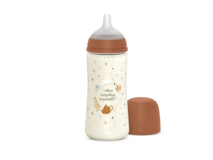 SUAVINEX | Kojenecká láhev WONDERLAND 360ml FYZIOL PRŮTOK L - HNĚDÁ