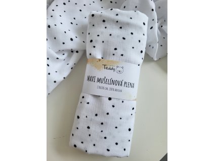 Mušelínová plenka MAXI 130 × 100 cm - puntík