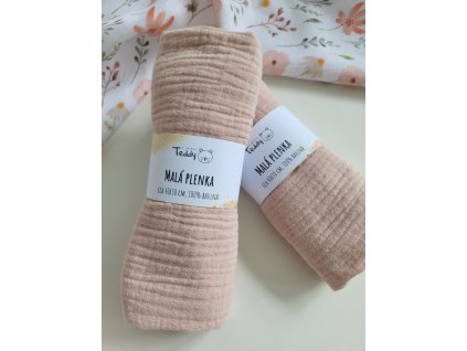 Mušelínová plenka MALÁ 40 x 30 cm - pudrová