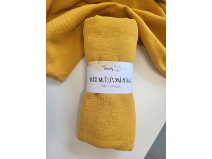 Mušelínová plenka MAXI 130 × 100 cm - tmavě žlutá