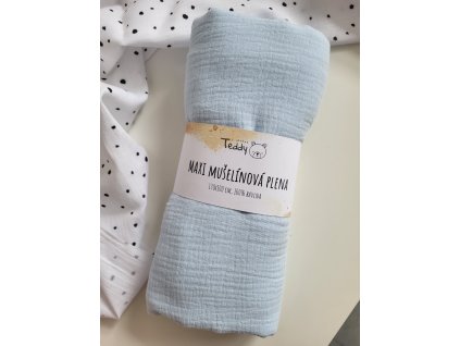Mušelínová plenka MAXI 130 × 100 cm - světle modrá