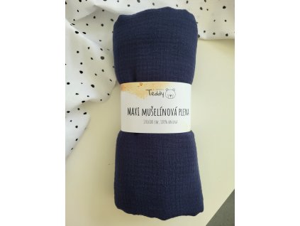 Mušelínová plenka MAXI 130 × 100 cm - tmavě modrá