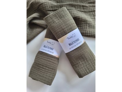 Mušelínová plenka MALÁ 40 x 30 cm - army green