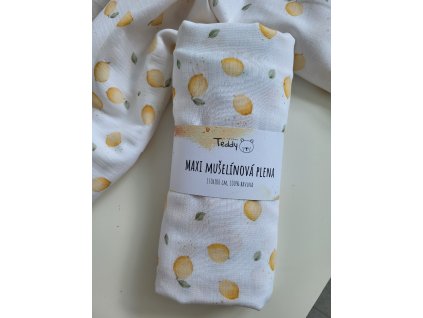 Mušelínová plenka MAXI 130 × 100 cm - citrónky
