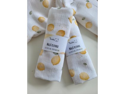 Mušelínová plenka MALÁ 40 x 30 cm - citrónky