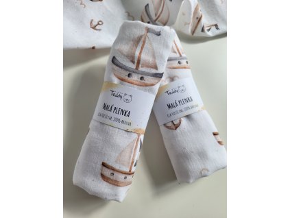 Mušelínová plenka MALÁ 40 x 30 cm - plachetnice