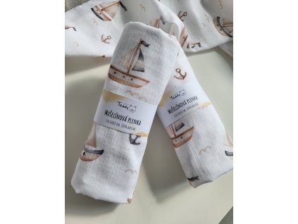 Mušelínová plenka STANDARD 60 x 60 cm - plachetnice