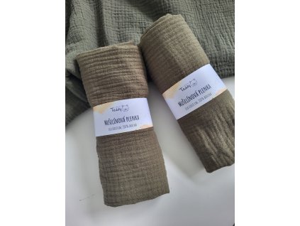 Mušelínová plenka STANDARD 60 x 60 cm - khaki