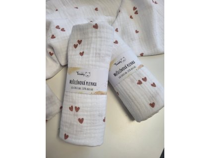 Mušelínová plenka STANDARD 60 x 60 cm - srdíčka