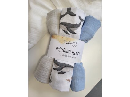 Sada 3x mušelínová plenka STANDARD 60 x 60 cm - oceán II