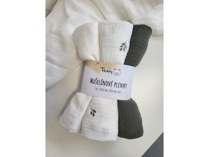 Sada 3x mušelínová plenka STANDARD 60 x 60 cm - olive