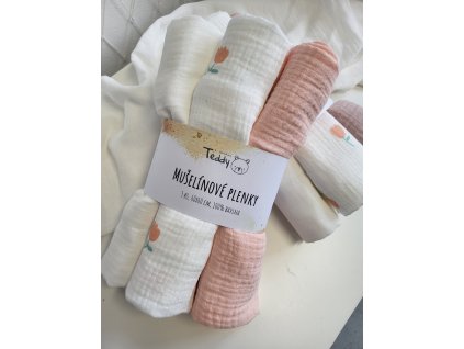 Sada 3x mušelínová plenka STANDARD 60 x 60 cm - tulipánek