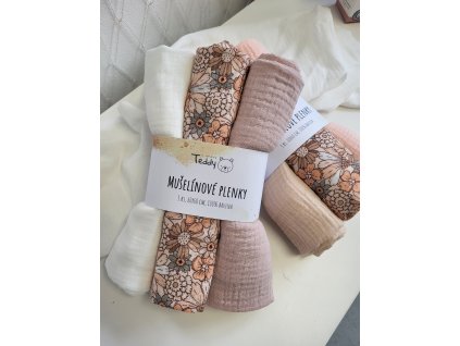 Sada 3x mušelínová plenka STANDARD 60 x 60 cm - retro květy