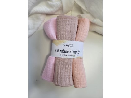 Sada 3x mušelínová plenka MINI 30x30 cm růžové kombo