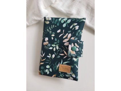 Obal na očkovací průkaz lístky tmavé