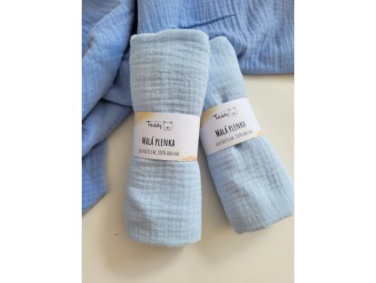 Mušelínová plenka MALÁ 40 x 30 cm - modrá