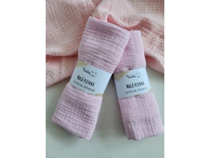 Mušelínová plenka MALÁ 40 x 30 cm - růžová