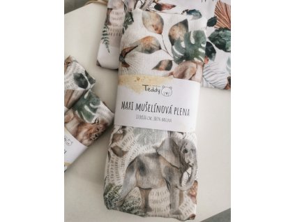 Mušelínová plenka MAXI 130 × 100 cm - Jungle