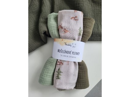 Sada 3x mušelínová plenka STANDARD 60 x 60 cm - v lese