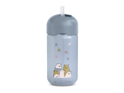 SUAVINEX | Lahvička s brčkem BEAR 340 ml - MODRÁ