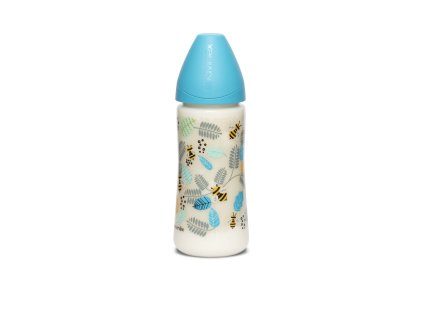 SUAVINEX | LÁHEV Kulatá savička SILIKON 360 ml - MODRÁ VČELA