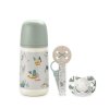 SUAVINEX | Sada láhev 270ml + dudlík fyziologický 0/6m + klip Walk - zelená