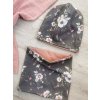 Dětský set čepice a nákrčník – Flowers