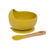 INTERBABY | MISKA silikonová + LŽIČKA silikonová +4 m - okrová