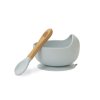 INTERBABY | MISKA silikonová + LŽIČKA silikonová +4 m - modrá