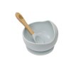 INTERBABY | MISKA silikonová + LŽIČKA silikonová +4 m - modrá