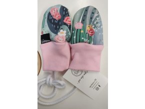 Kulišárny Bezpalcové zateplené rukavice ,,Cactus,, pink vel. 0 - 6 měs.