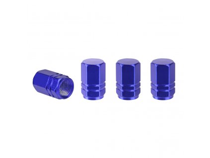 Hliníkové čepičky na ventil modré 4 ks