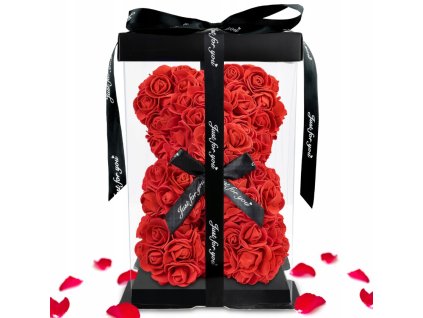 Medvídek z růží 25cm ČERVENÝ 1