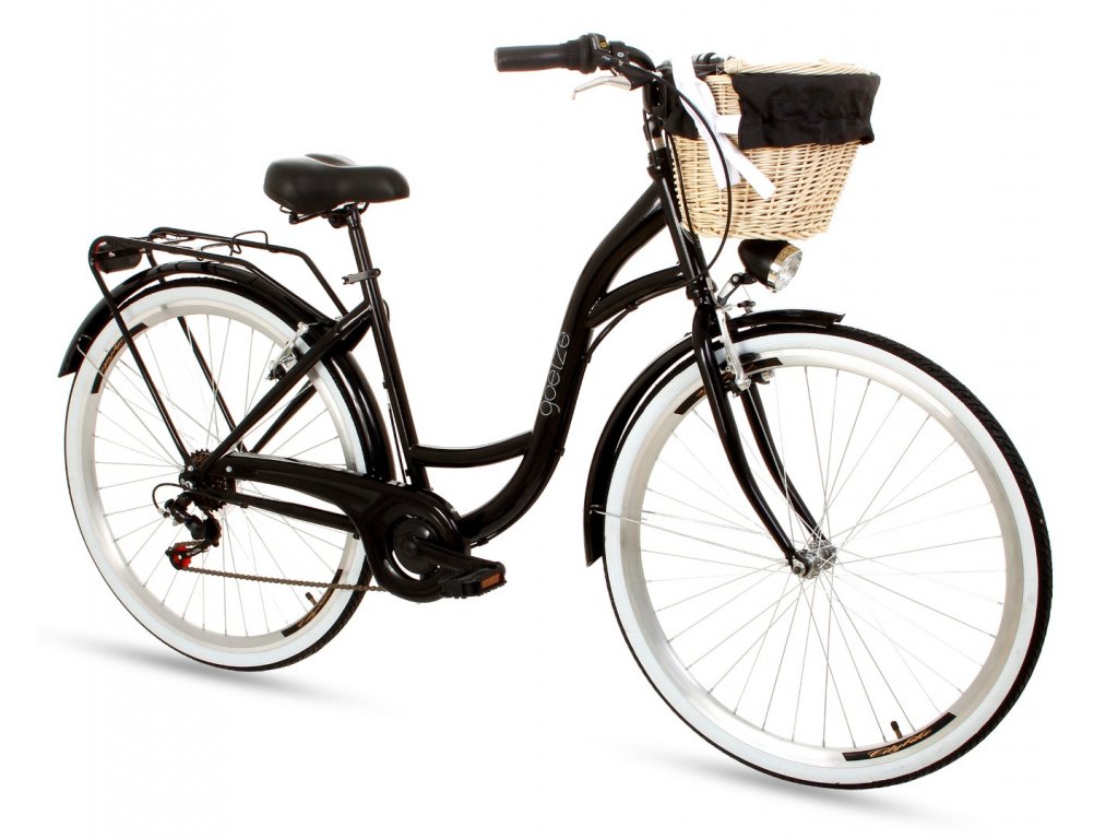Retro Bicykel 28" Goetze MOOD 7 Prevodový Čierny+košík