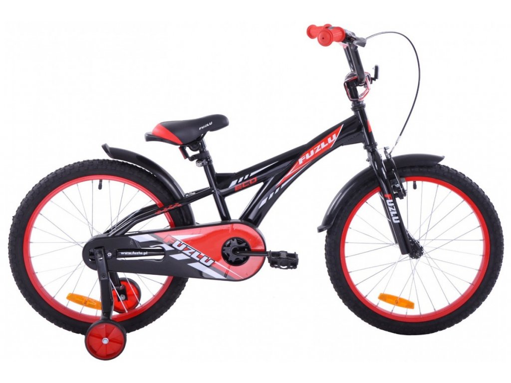 Detský bicykel 20" Fuzlu Eco čierno-červený