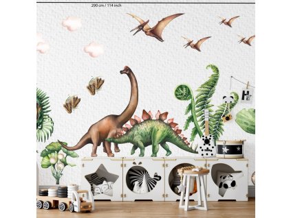 Nálepka na stenu s dinosaurom T-Rex, Brontosaurus, Triceratops