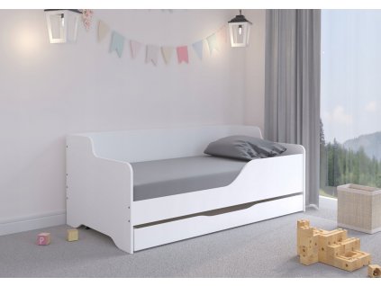 Posteľ LILA 160x80 Biela Pravá + matrac +šuflík