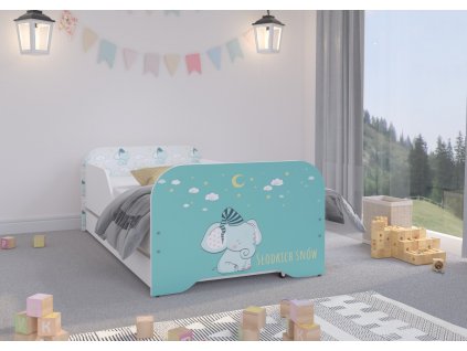 Posteľ MIKI 140x70 slonik (bez šuflíka) +matrac+rošt