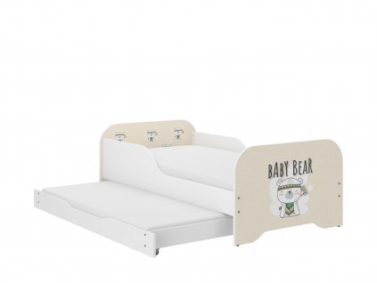 Posteľ MIKI 2 baby bear + šuflík + matrace + prístelka+rošt