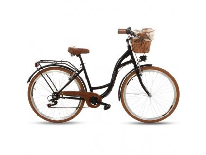 Retro Bicykel 28" Goetze MOOD 7 Prevodový Čierno-hnedý+košík