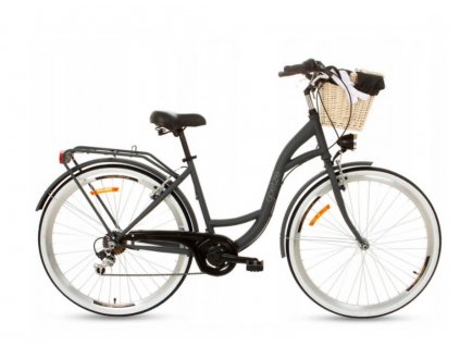 Retro Bicykel 28" GOETZE MOOD 7 prevodový Grafitový-biele kolesá+košík