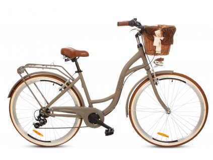 Retro Bicykel GOETZE HLINIKOVÝ 28" 7 prevodový Caffe latte+ košík