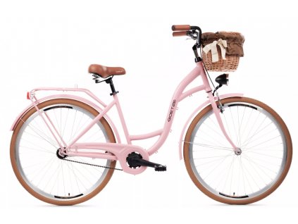 Retro Bicykel Goetze STYLE 28" 3 prevodový ružovo-hnedý+košík