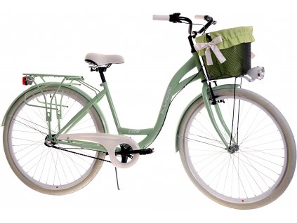 Dámsky Retro Bicykel CITY 28" 3 Prevodový Mentolový Doplnky + Košík Grátis