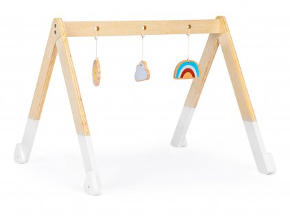 Vzdelávací gymnastický drevený stojan + hračky