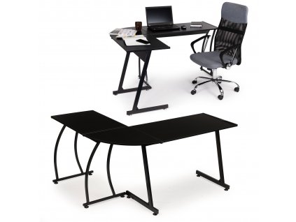 Kancelársky rohový herný stôl LOFT školský stôl čierny