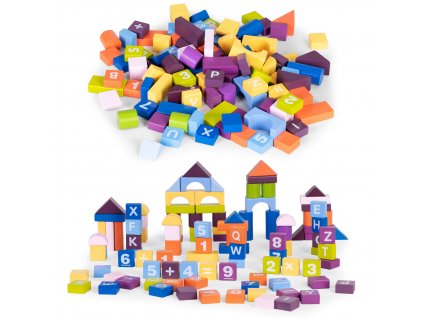 Drevené vzdelávacie stavebné bloky farebné pre deti 108ks